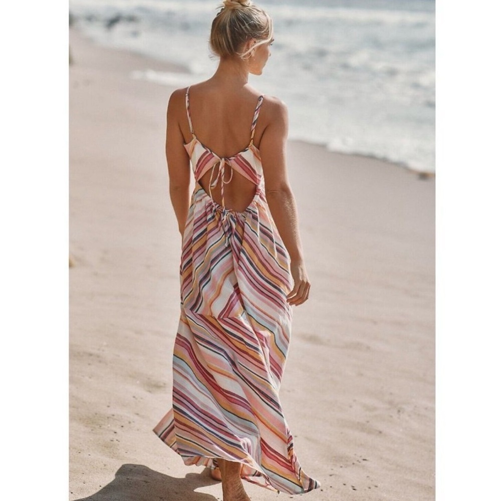 NWT Anthropologie Stripe Maxi Dress M Tank Sundress Vacation Cotton 6 8 - Picture 6 of 8